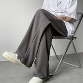 Hearujoy Summer Pleated Pants Men Fashion Oversized Ice Silk Pants Men Japanese Streetwear Hip-hop Loose Straight Pants Mens Trousers